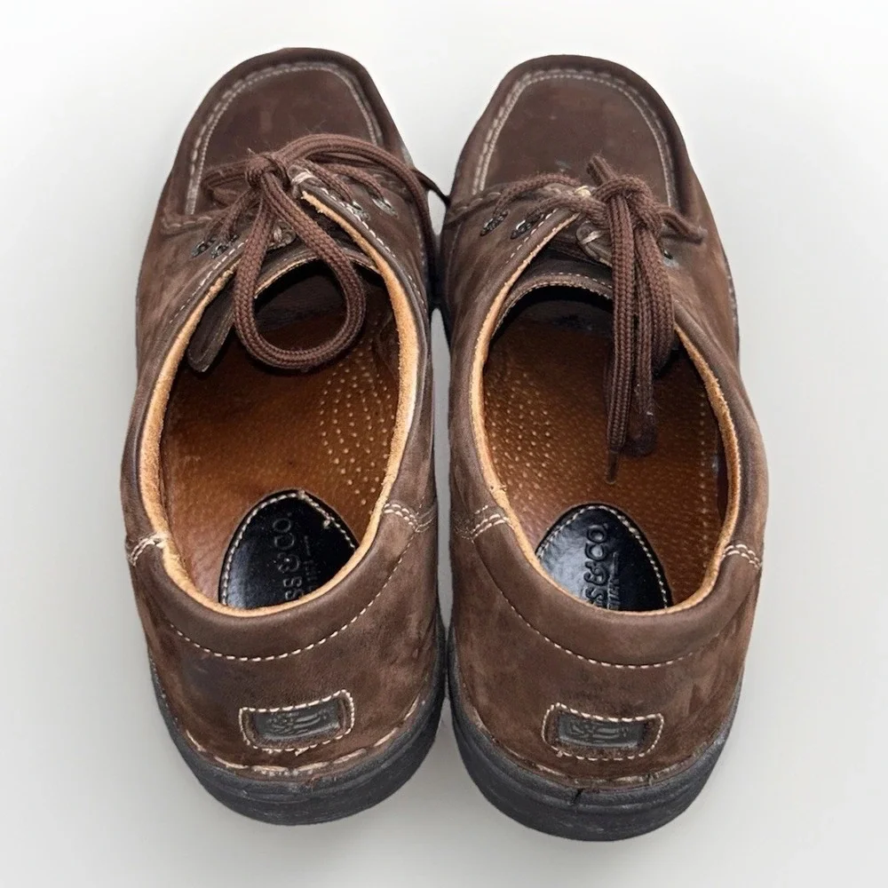Vintage GH Bass Y2k Mens 9M Brown Nubuck Leather Moc Toe Lace Up Boots Workwear‎